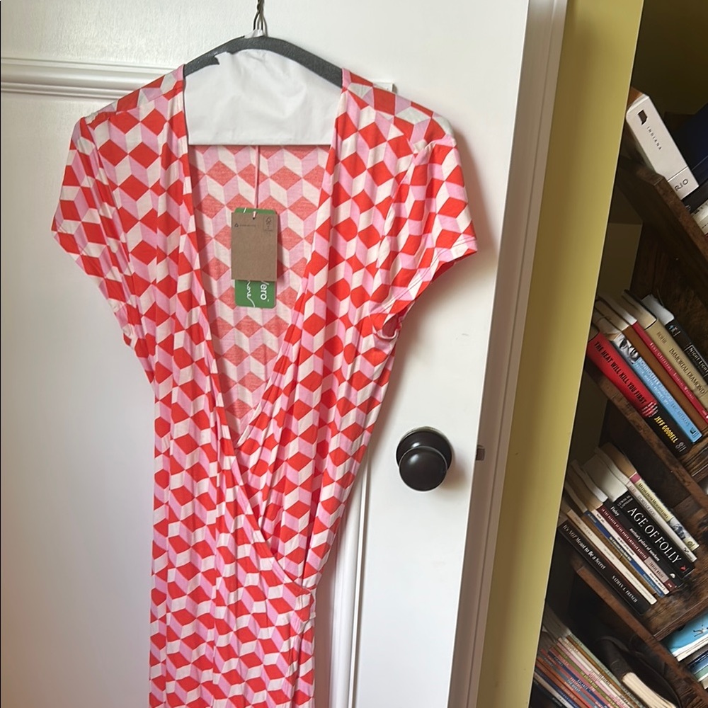 Boden Red and White Geometric Dress